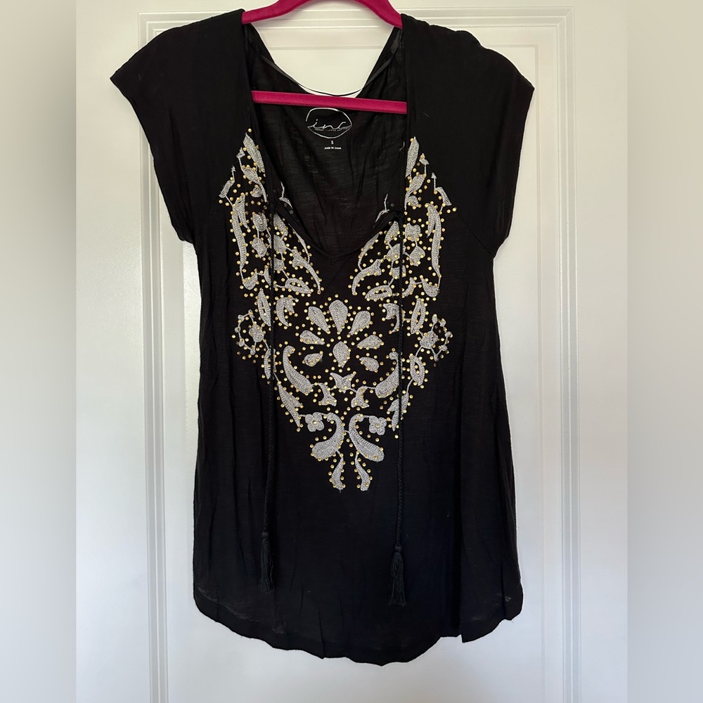 Inc International Concepts Black Embellished Top. Size small